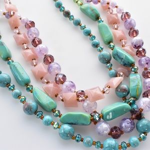 Pastel Pink Purple Blue and Seafoam Green Necklace